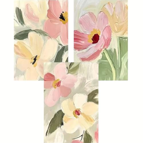 3 Pack Paint by Numbers Kit for Adults, Wildflowers Paint by Numbers Kit for Adults, Easy Acrylic Painting by Numbers Kits for Adult on Canvas with Beginner for Home Wall Art Decor 12x16 inch - color: HL6648-6650
