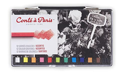 Conté à Paris 12 Count Assorted Carrés Crayons Set | Rich Blendable Pigments, Exceptional Line Definition, Ideal For Sketching And Shading, Trusted By Artists Worldwide - style: 12 Count - Assorted