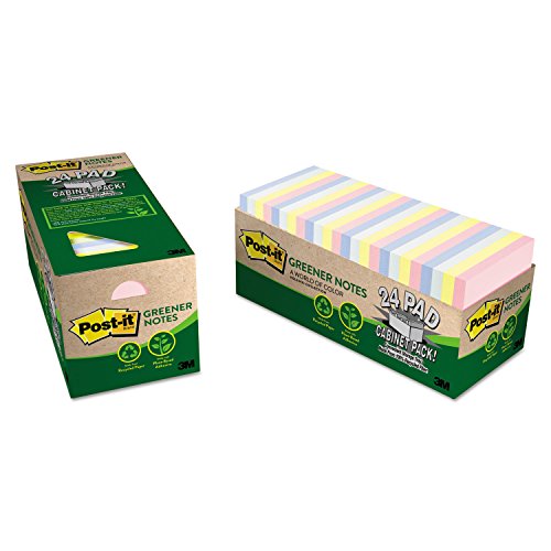 3M 654R24CPAP Post-It Greener Notes Cabinet Pack, 3 x 3, Helsinki Colors, 24/PK - size: 3" x 3"