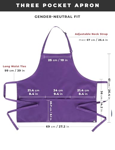 Chef Works Unisex Three Pocket Apron - color: Purple