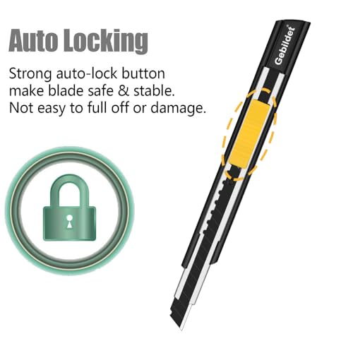 Gebildet 5pcs Right and Left Hand Self-Lock Cutter /9mm Snap Off Blades /60 Blade /Utility Knife /Graphic Knife (Black Holder) - color: Black