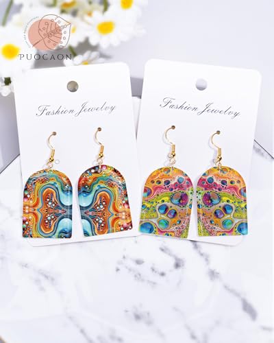 Puocaon Abstract Clay Transfer Paper - 20 Sheets Polymer Clay Transfer Sheets for Earrings Featuring Colorful Abstract Ink Art, Transfer Paper for Polymer Clay Jewelry - color: abstract