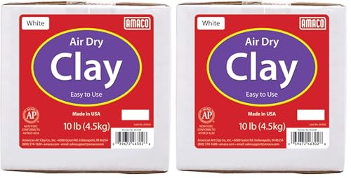 AMACO 4630-2B Air Dry Modeling Clay, 10-Pound, White (Pack of 2) - size: White, 10 lbs. (Pack of 2)