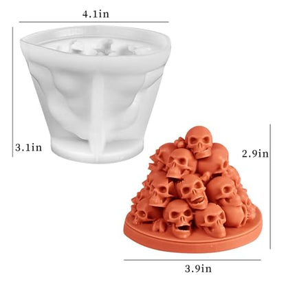 Wehous Stacked Skull Candle Molds for Candle Making, Cool Halloween Skull Silicone Molds for Epoxy Resin Casting Concrete Candle Soap Wax Mold, 3D Chocolate Cake Fondant Halloween Ornament Mold - color: Skull