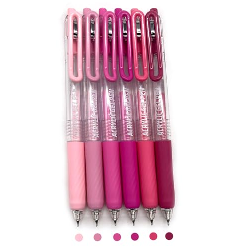 6 Colors 0.7mm Fine Pointed Acrylic Gel Pen Set,Sweetheart Pink | Fit for Drawing Creation, Daily Painting, Coloring, Card Making, Journaling - color: Pink