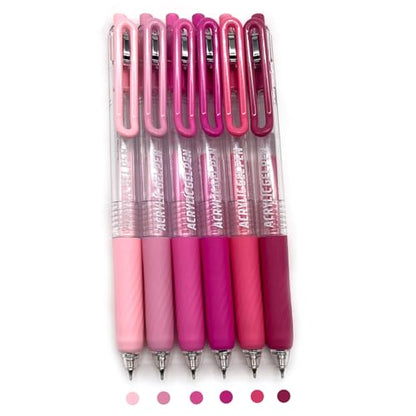6 Colors 0.7mm Fine Pointed Acrylic Gel Pen Set,Sweetheart Pink | Fit for Drawing Creation, Daily Painting, Coloring, Card Making, Journaling - color: Pink