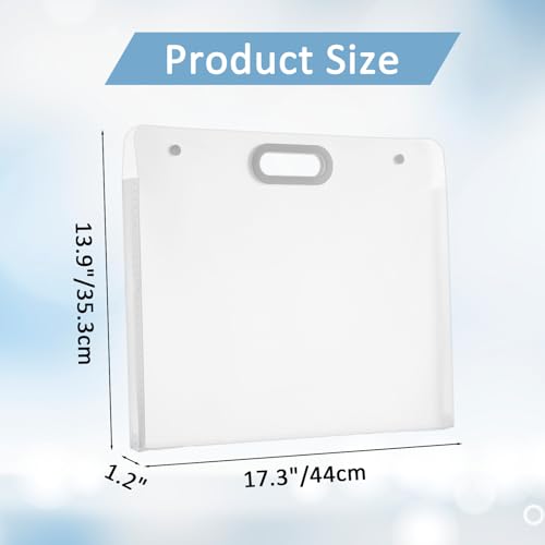 4 Pack Art Portfolio Folders, 17.3" x 13.9" Translucent White PP Plastic Storage with Handles, Waterproof Art Case for Drawings, Posters, Sketches & Photography