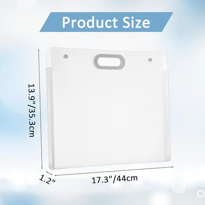 4 Pack Art Portfolio Folders, 17.3" x 13.9" Translucent White PP Plastic Storage with Handles, Waterproof Art Case for Drawings, Posters, Sketches & Photography