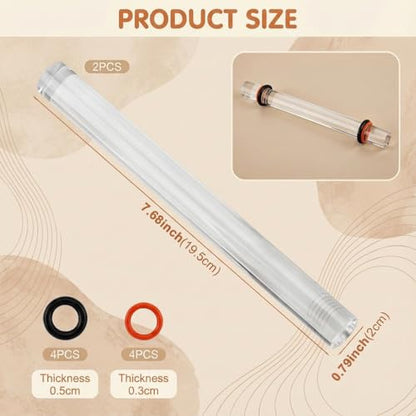 Polymer Clay Tools, 2Pcs Clay Rolling Pin with Thickness Rings, Clear Acrylic Roller for DIY Pottery Craft Modeling Shaping Handmade Art Supplies