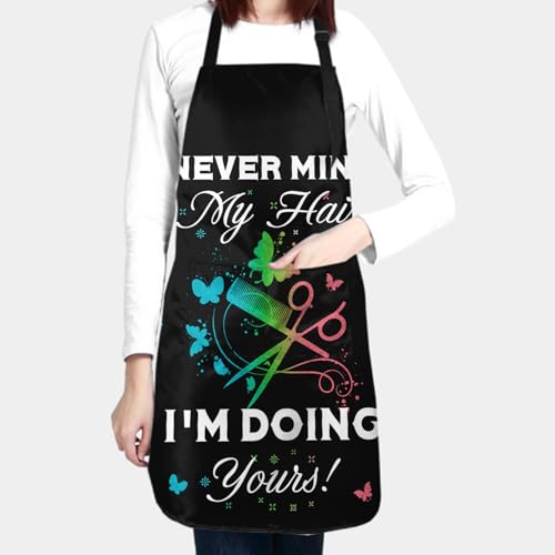 Giwawa Unisex Adult Apron Waterproof Stain Resistant Kitchen Cooking Apron with 2 Pockets for BBQ Grill Painting - color: Hairstylist