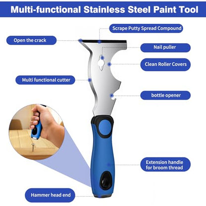 Drywall Hand Tools Kit, Drywall Knife Set with Putty Knives, Taping Knives, Aluminum Hawk, Mud Pan, Flat Finishing Trowel, Multi-Fuctional Paniter Scraper