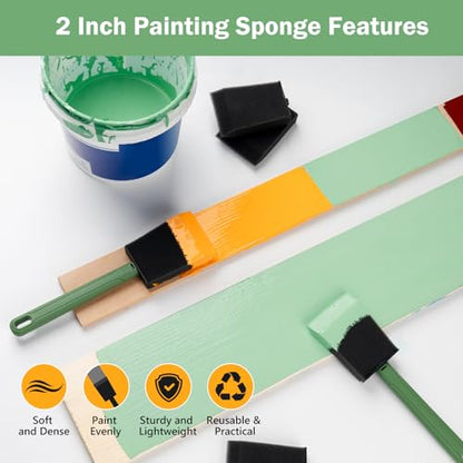 Foam Paint Brushes, 2 Inch, Poly Sponge Brushes, Paint Sponges - size: 2 inch, 8 pack