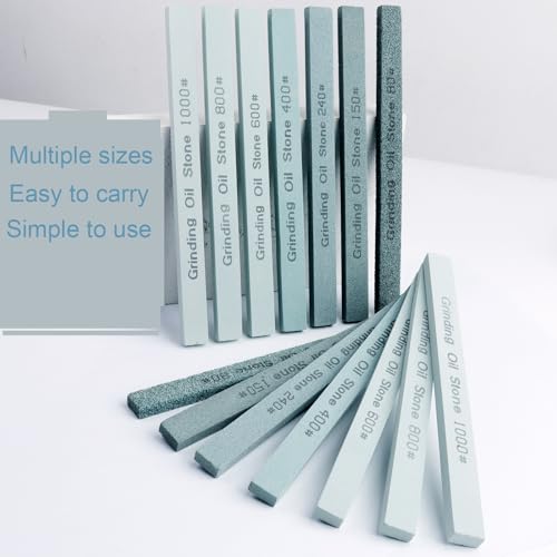 Sharpening Stone Sticks,14pcs Flat Square Green Carbon Oilstone Sanding Stone for Sharpening Cutting tools, Honing Steel Tool (5.9 * 0.47 * 0.24Inch) - size: 5.9*0.47*0.24Inch
