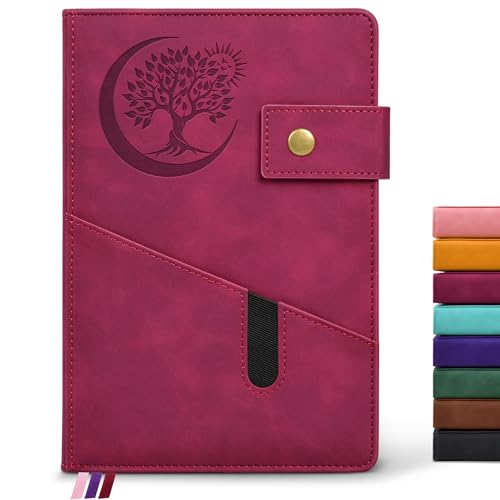 PAIBAS Blank Journal Notebook, A5 Hardcover Leather Sketchbook with 200 Pages Thick Blank Paper for Men Women, Unlined Drawing & Writing Journal, 5.9" x 8.4" Plain Notebook (wine red) - color: Wine Red, size: Blank Page