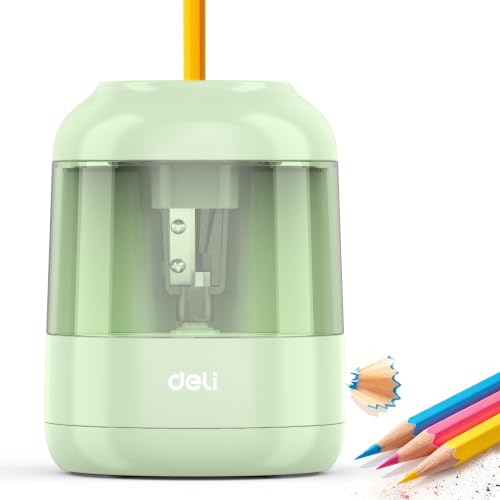 deli Electric Pencil Sharpener, Battery Operated, 6.5–8mm for Classroom | Battery Electric Pencil Sharpener, Durable Blade 5000+ Sharpen, Fits 6.5-8mm Pencils Classroom Kids Home - color: Green