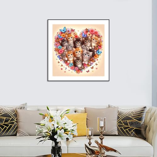Aicomeon Diamond Art Kits for Adults Cat Diamond Painting Kits | 12x12 Inch Easy DIY for Beginners, Full Drill Round Dot Gem Art Mosaic Stress Relief Craft, Home Wall Decor Gifts - color: Cat-5