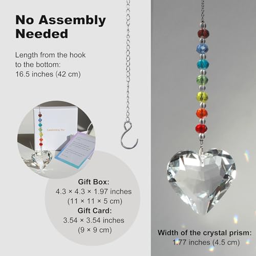 Celebrating You Rainbow Maker, Birthday Gifts for Women, Friendship Gifts | Matching Gift Card, Gift Box & Bag | Crystal Heart Suncatcher | Brighten Every Day with Rainbows - color: Rainbow