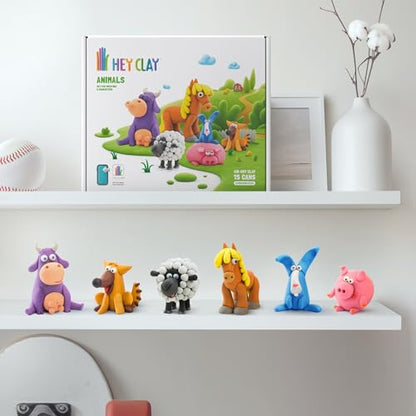 Hey Clay Animals - Claymate Rabbit - Colorful Modeling Air Dry Clay for Kids - Air Dry Clay Kit 3 Cans with Fun Interactive App - color: Rabbit