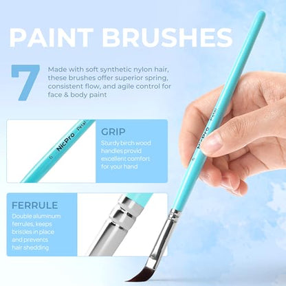 Nicpro Face Paint Brush Set, 7PCS Face & Body Painting Brushes - color: Blue