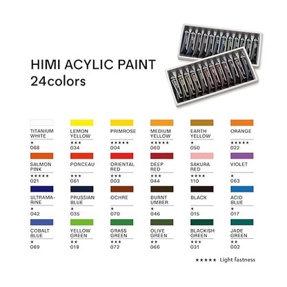 HIMI Acrylic Paint Set,24 Colours, 12ml Tubes,High Viscosity Water Based Paint, Art supplies for Painting Canvas,Fabric,Wood And Paper - color: 24 Colors