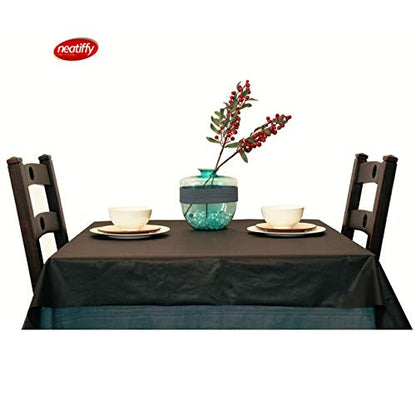 Neatiffy Disposable Plastic Tablecloth Roll | Indoor/Outdoor Table Cloth | Table Cover for Rectangle, Square, Round Tables | Picnic, Party, Banquet, Birthday, Wedding - 54 in x 108 ft - Black - color: Black