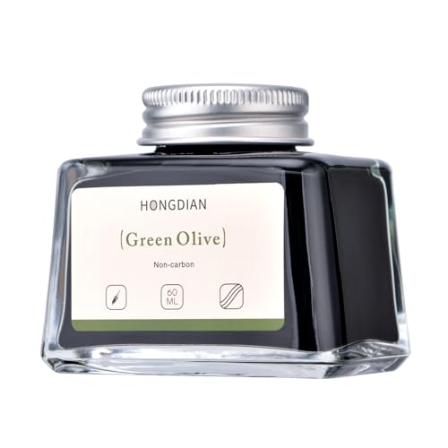 Hongdian Fountain Pen Bottled Ink Green Oliver Color, 60ml Non Carbon Inkwell Bottle, Artist Calligraphy Ink - color: Green Oliver