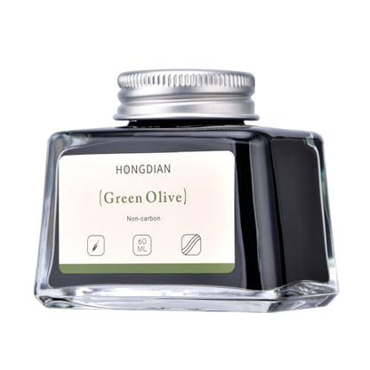 Hongdian Fountain Pen Bottled Ink Green Oliver Color, 60ml Non Carbon Inkwell Bottle, Artist Calligraphy Ink - color: Green Oliver