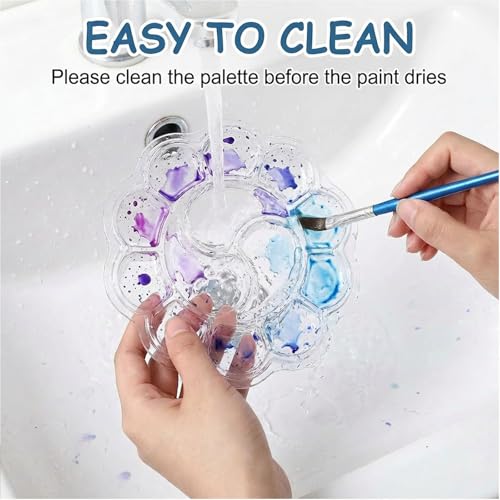 Paint Tray Palettes, 50 Pack, One Time Use Plastic, Transparent 5.9 Inch | Mini Watercolor Painting Palettes for Students, Kids, Paint Holder, DIY Craft Class, Paintings - color: Transparent