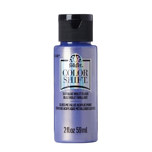FolkArt Color Shift Acrylic Paint in Assorted Colors (2 ounce), Blue Violet Flash - color: Blue Violet Flash, size: 2 Fl Oz (Pack of 1), style: Color Shift