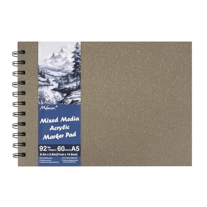 5.8x8.3in Sketch Book, 60Sheets Spiral Bound Notebooks, Bright White 92lbs/150gsm Acid-Free Drawing Paper for Painting,Sketching, Professional Sketch Pad for Artists, Beginners. BW-Light Coffee - color: Bright White-Light Coffee