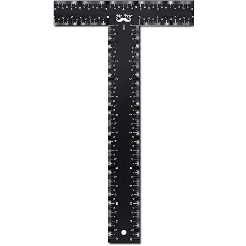 Mr. Pen - T Square, T Ruler, 12 inch Metal Ruler, T Square Ruler | Drafting Tools, Architect Ruler, Set Square, Drafting Ruler, Tsquare, Truler, Architectural Triangle, Tee Ruler, L Square - size: 12 inch
