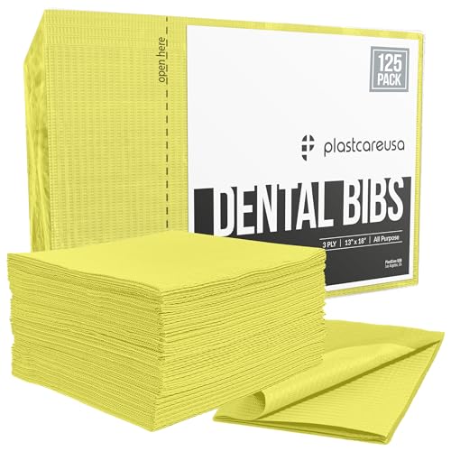 13 X 18 Yellow Dental Towels, Patient Napkins, 125 Bibs - color: Yellow
