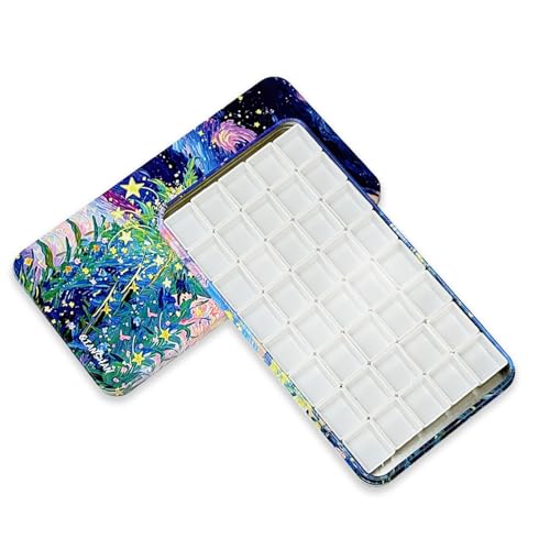 40Pcs Empty Half Pans Watercolor Tin Palette with Magnetic Stripe | Travel Tin Palette Case,Portable Artist Paints Half Pan Kits,DIY Watercolor Oils Acrylics Painting Drawing - color: Starlit Bloomfield