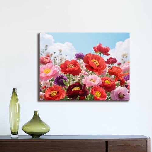 Muzagroo Art 5D Diamond Paintings Kits for Adults Round Full Drill Diamonds Art Kits for Beginners Flower Diamond Art Paintings Gem Art Kits Diamond Dot 30x40cm (Poppy Flower) - color: Poppy flower