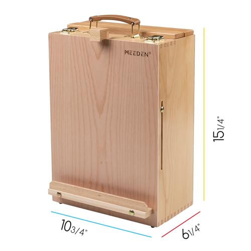 MEEDEN Large Tabletop Easel Sketchbox, Adjustable Solid Beech Wood Desktop Easel Box, Travel Easel for Artists, Table Top easels for Painting, Wooden Art Storage Box for Artist, Adults & Beginners