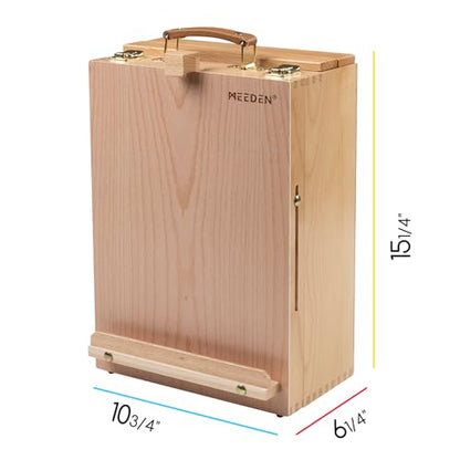MEEDEN Large Tabletop Easel Sketchbox, Adjustable Solid Beech Wood Desktop Easel Box, Travel Easel for Artists, Table Top easels for Painting, Wooden Art Storage Box for Artist, Adults & Beginners