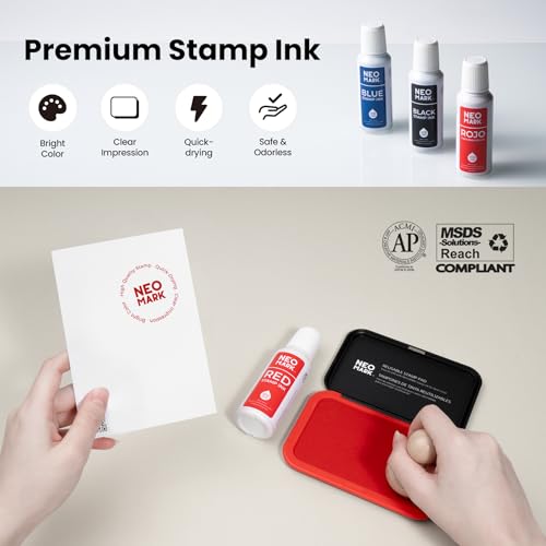 Premium Stamp Ink, Quick-Drying & AP-Certified Non-Toxic Refill Ink for Self-Inking Stamps, Date Stamps and Stamp Pads (Red, 2oz) (Pack of 2) - color: Red, size: 2 fl oz (Pack of 2)