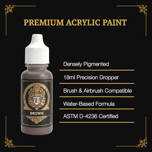 Ludus Bellum Miniature Paint Brown Color 18ml Precision Dropper Bottle | Professional Acrylic Paint for Miniatures & Models, Provides Quality Acrylic Tones and Shades for Warhammer 40K D&D Figures - color: Brown