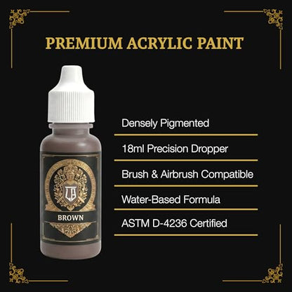 Ludus Bellum Miniature Paint Brown Color 18ml Precision Dropper Bottle | Professional Acrylic Paint for Miniatures & Models, Provides Quality Acrylic Tones and Shades for Warhammer 40K D&D Figures - color: Brown