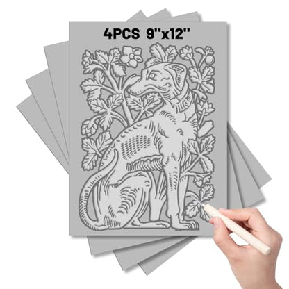 4 Pack Linoleum Blocks for Printmaking, 9 X 12 Inch, Soft Rubber | Easy To Carve, For Stamps, Prints, Cards, Beginner And Artist Use - size: 9 x 12 Inch