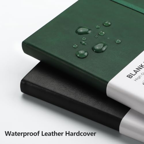 RETTACY Blank Journal Notebook, 192 Pages per Pack, A5 Size (5.7'' x 8.3'') - color: Black & Dark Green