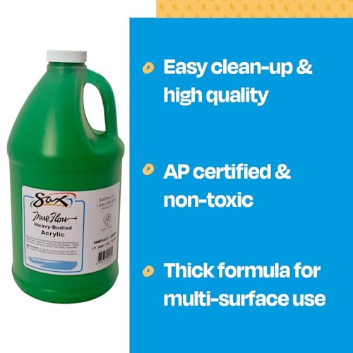 Sax True Flow Heavy Body Acrylic Paint, 1/2 Gallon, Emerald Green - 439289, 64 Fl Oz (Pack of 1) - color: Emerald Green