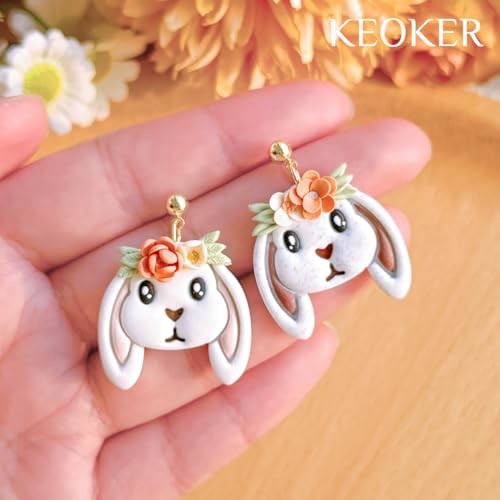 KEOKER Polymer Clay Earring Cutters Easter, 11 Shapes Easter Bunny Clay Cutters for Polymer Clay Jewelry - color: Easter clay cutters B