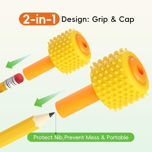 4 in 1 Pencil Fidgets for ADHD & Autism Anxiety Relief,60s Continuous Spin Pencil Topper with Textured Spinners,Silent Sensory Stress Relief Tool for Focus & Calm,Fidget Pen Flipper for Home&Classroom