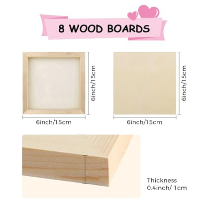 8 Pack 6x6 Inch Unfinished Square Wood Panels for DIY Painting Crafts - size: 6"×6" 8 Pack