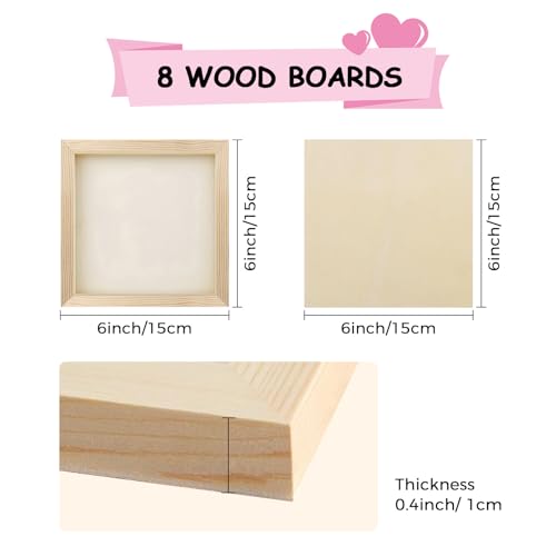8 Pack 6x6 Inch Unfinished Square Wood Panels for DIY Painting Crafts | Blank Wood Canvas Frames for Oil Paint Pouring & Valentine Halloween Xmas Decor - size: 6"×6" 8 Pack