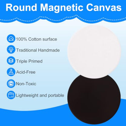 ESRICH 20Pack 4x4IN Round Mini Canvas Magnets, Small Magnetic Paint Canvas - size: 4x4in(20 Pack)