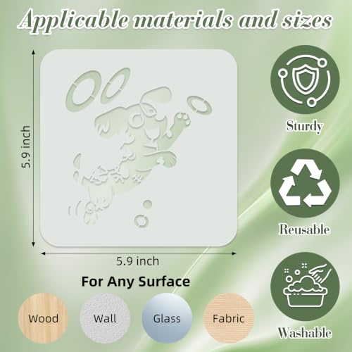 Dog Stencils for Crafts Reusable 24Pcs Stencils(5.9X5.9 inch) - color: Dog 2