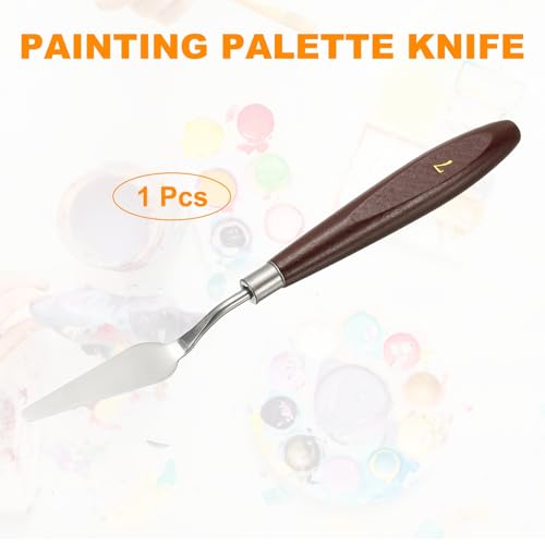 HARFINGTON Palette Knife Painting Tool 2.2 x 0.59 Stainless Steel Art Spatula Pallet Knives Scrapers Tools with Beech Wood Handle for Acrylic Oil Canvas Mixing Spreading, Red/Silver - size: 2.2" x 0.59"