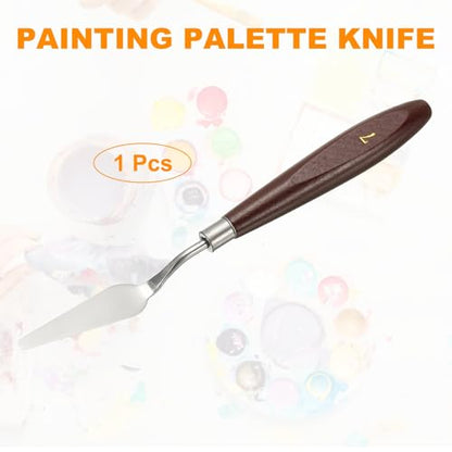 HARFINGTON Palette Knife Painting Tool 2.2 x 0.59 Stainless Steel Art Spatula Pallet Knives Scrapers Tools with Beech Wood Handle for Acrylic Oil Canvas Mixing Spreading, Red/Silver - size: 2.2" x 0.59"